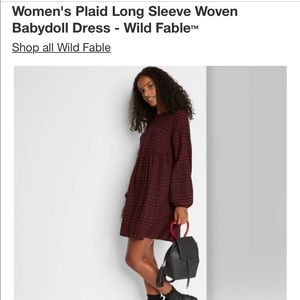 Women’s Plaid Long Sleeve Woven Babydoll Dress